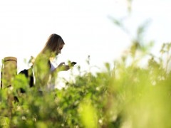 Teen backbacker doggystyled on countryside