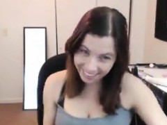 Girl with huge tits drops her panties and masturbates