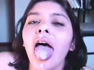 Indian girl taking cumshot on face