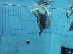 Two hot hairy beauties underwater