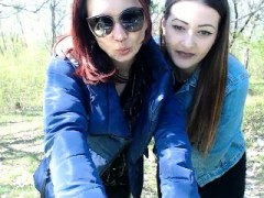 Cute lesbian amateur girls kiss and lick each other