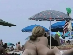 Blonde model nudist on the nude beach voyeur video