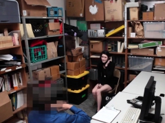 Slender teen caught stealing and fucked by security