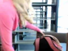 Blonde Teen Masturbating in Library