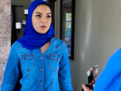 Petite muslim girl gets twat fucked by two dopey movers