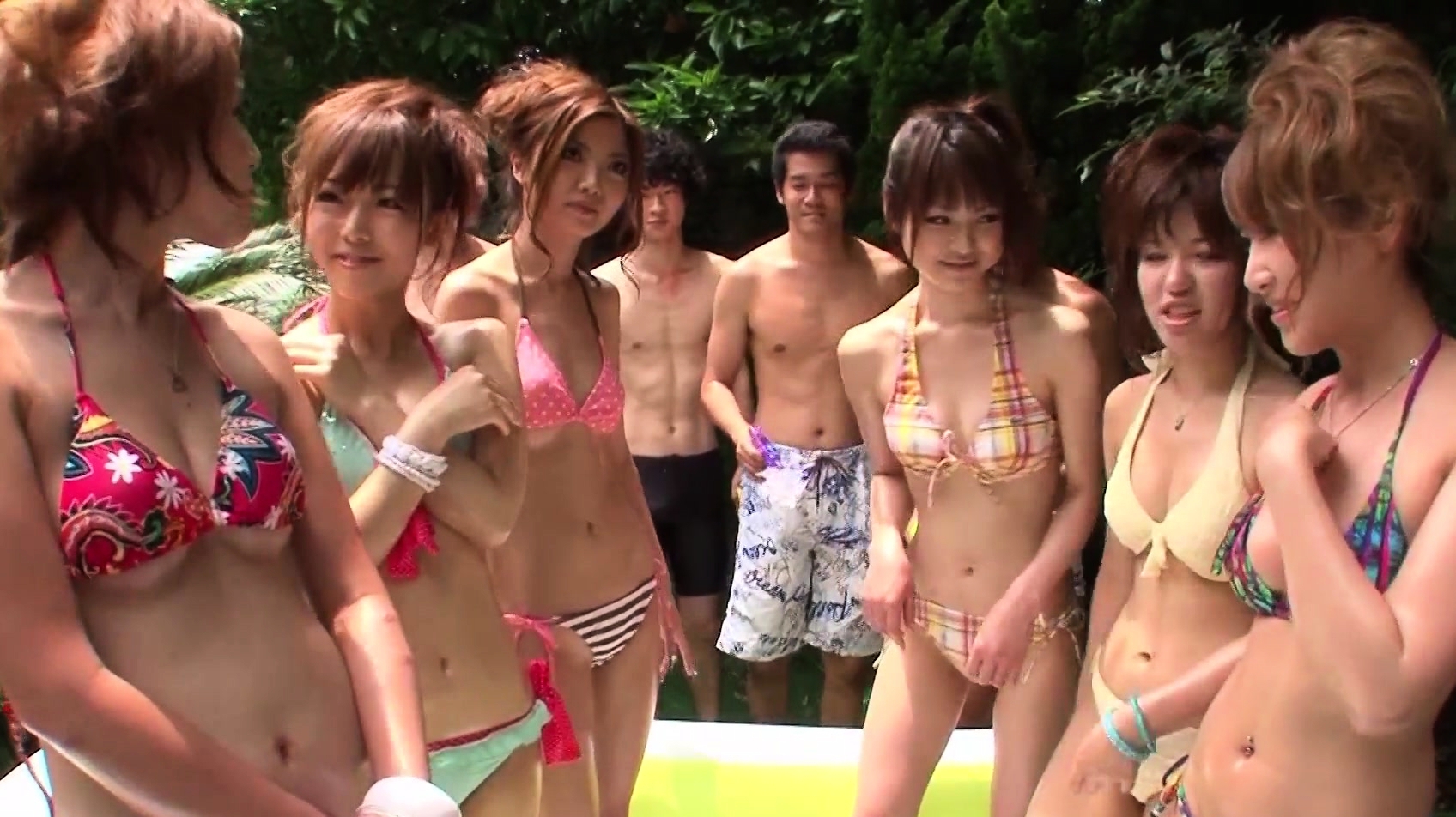 A bunch of Japanese bikini babes have a wrestling match!