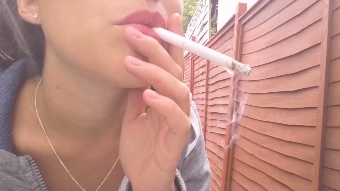 Smoking outdoor tease