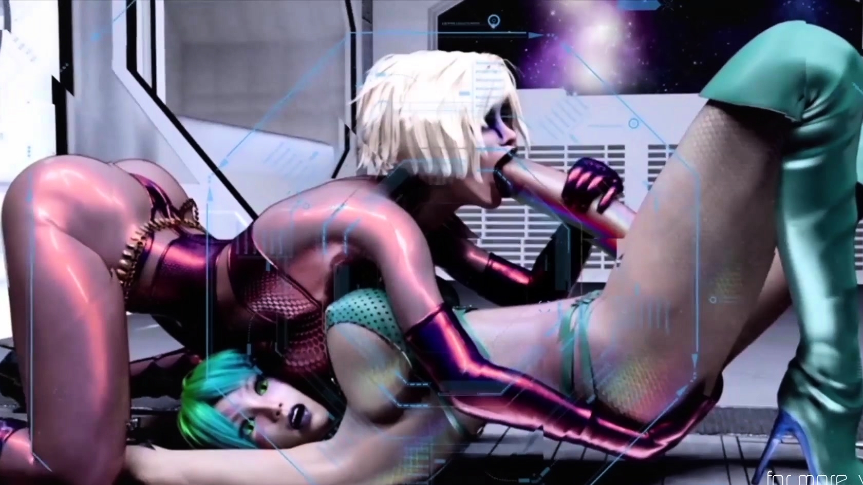 3d Animation Futanari Threesome In A Space Station