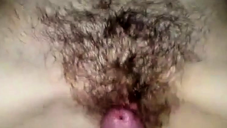 Pumping a load into my girl's hairy cunt