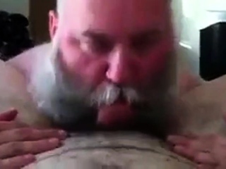 Bearded dad sucking really good