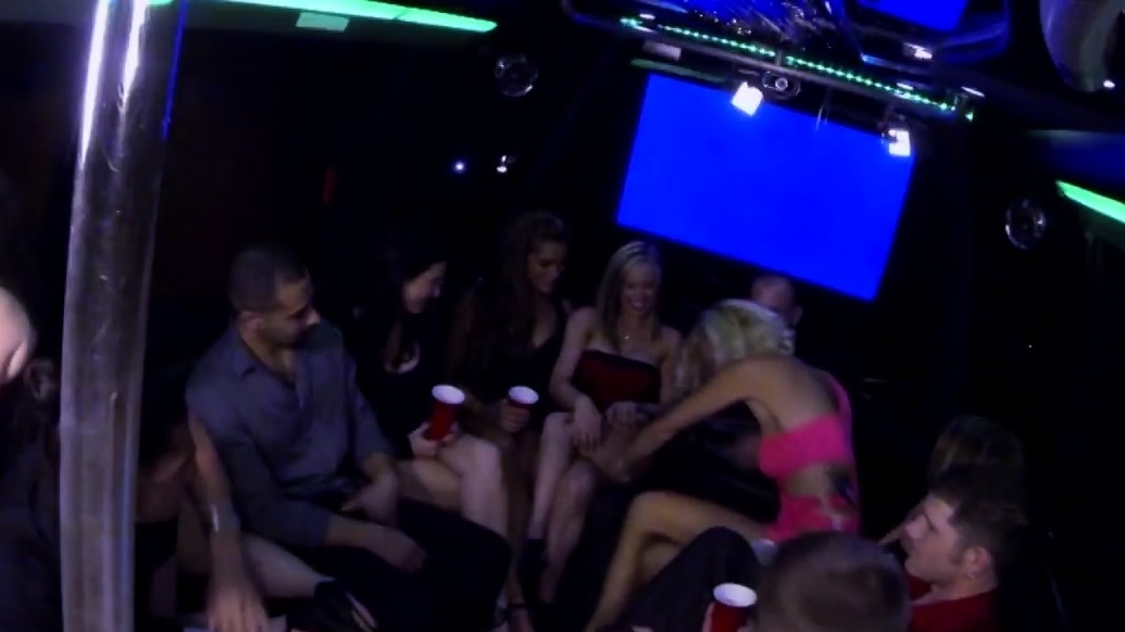 Wild swinger party in a limousine!