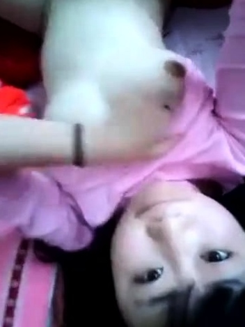 Cute hairy pussy Asian girl masturbation