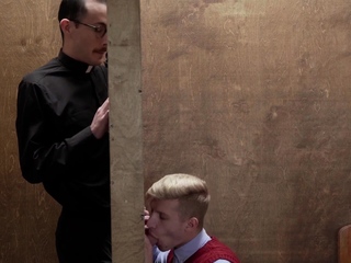 Priest Twink Touch His Hard Cock During Confession...