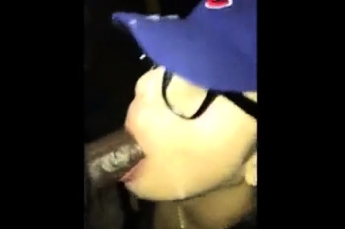 Amateaur Asian slut taking cum on her face,glasses and hat