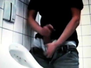 Azeri jerking huge cock at public toilet