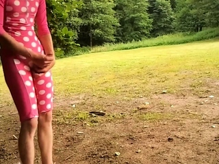In Mid Leght Swimsuit And Cum Outdoor...