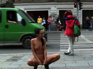 Naked Czech Girl Was Walking Through The City Center