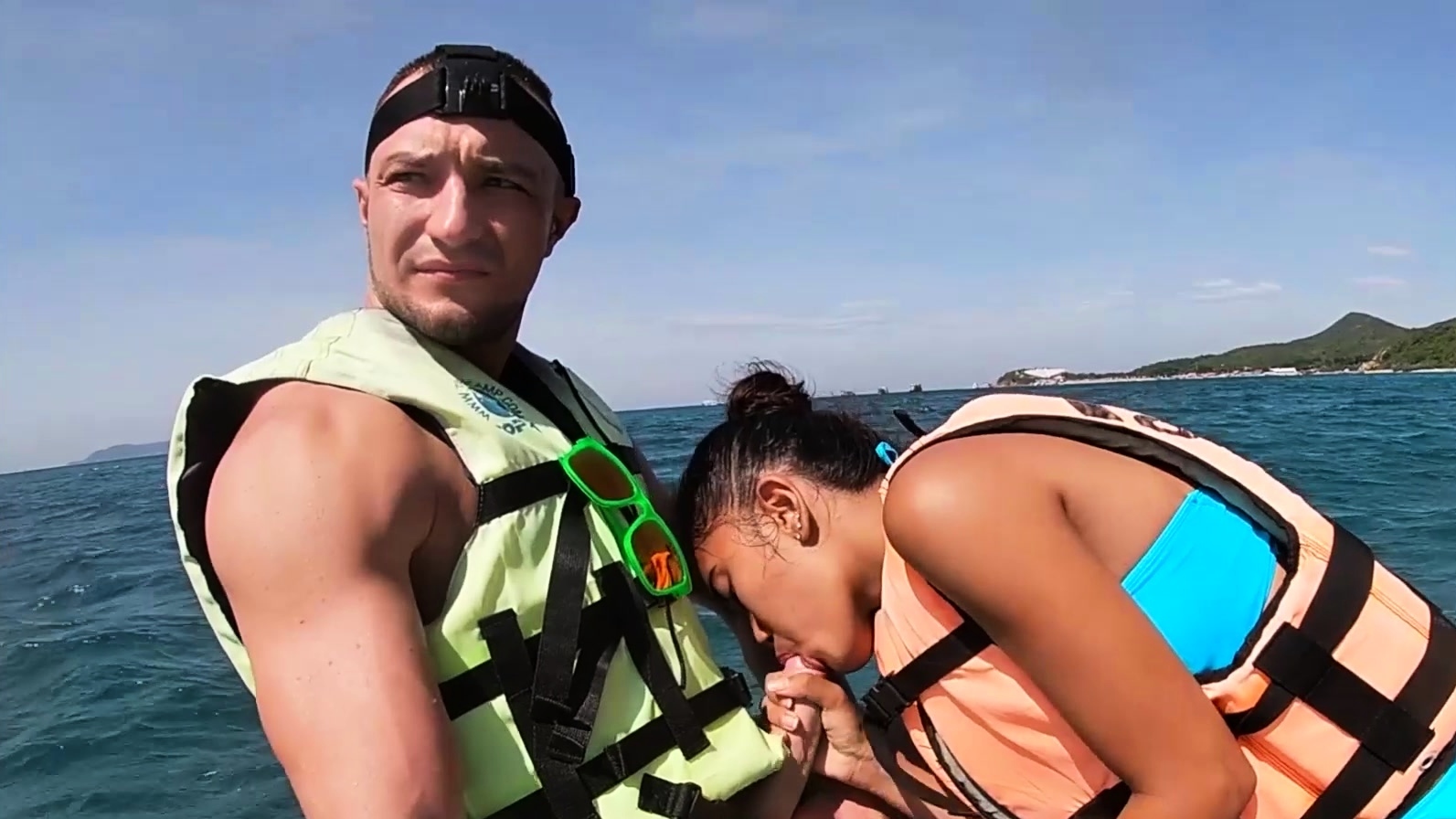 Jetski blowjob in public with Asian teen