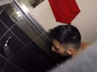 Str8 spy guy in hostel shower jerk part 1