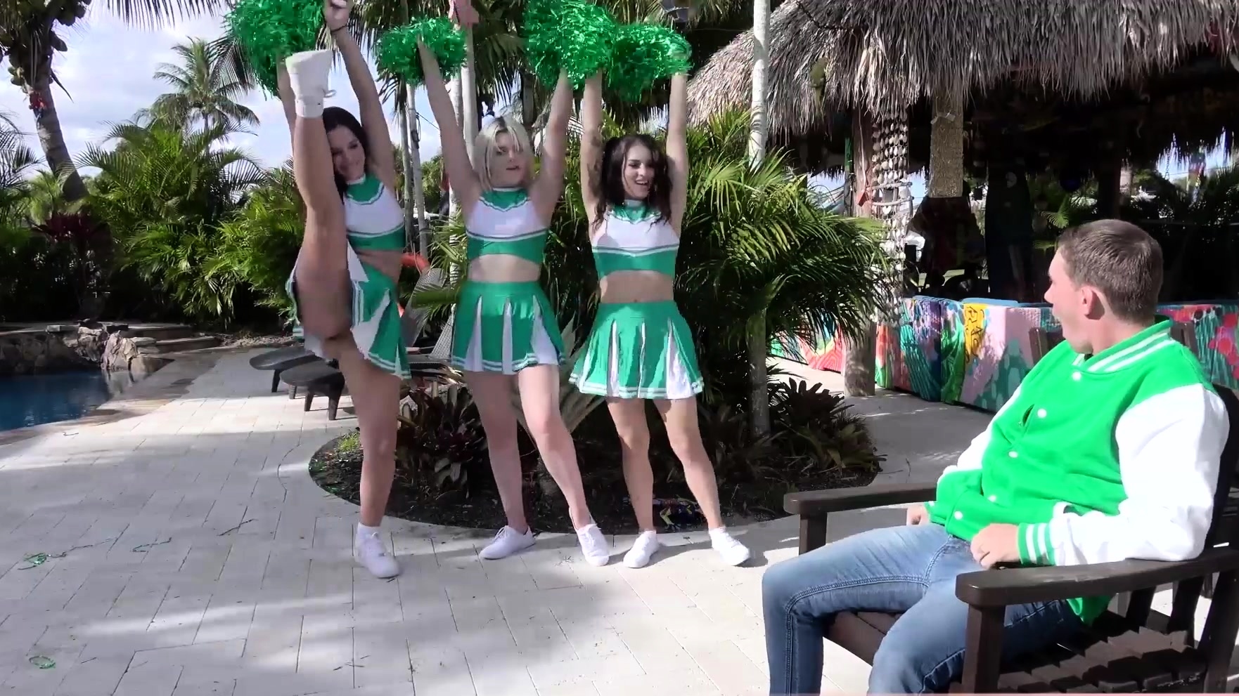 Busty teen cheerleaders fucked on of the jugdes outdoor