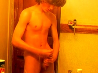 Curly Haired Twink In Bathroom...