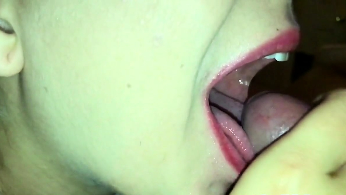 Homemade cum on tongue and swallow