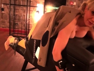Lady Sonia Caged And Strips Nude In The Sex Dungeon
