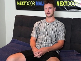 Novice good-looking stud wanking cock