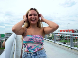 Public Agent She Flashes Her Tits And Ass On a Bridge