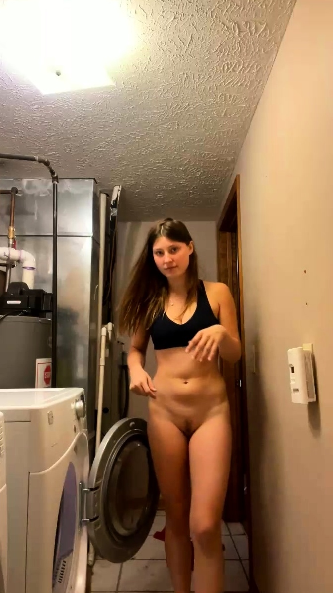 Cute horny teen brunette slut jerking