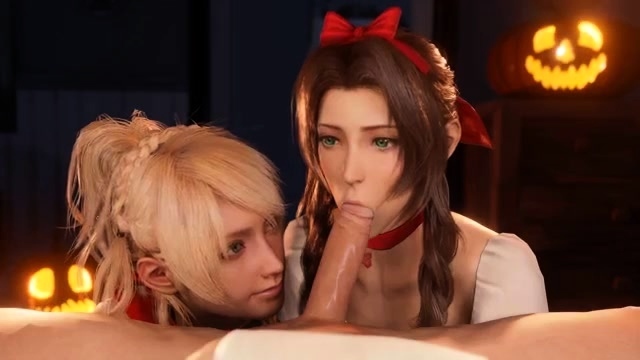 Lunafreya And Aerith Double BJ TrickOrTreat [Lazy Procrastin