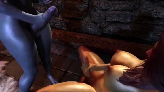 Two futanari elfs masturbate their big cocks