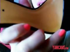 Teen licks feet on webcam