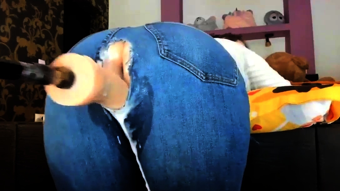 MILF in Ripped Jeans Fucks Machine Dick