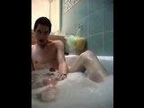 Twink jerking off in bathtub