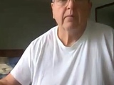 Old man jerking his big dick