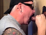 Cum loving gloryhole DILF sucks BFs dong