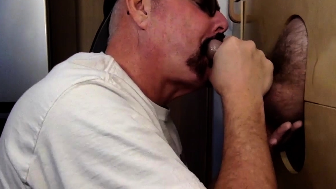 Moustache mature gay sucks gloryhole rod