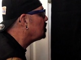 Real gloryhole moustache DILF sucks cock