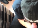 Gloryhole DILF with glasses sucks cock