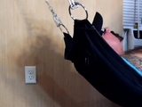 Amateur gaydaddy jerks cock in sling