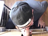 Lucky gay gets sucked by gloryhole DILF