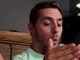 Deepthroating stud fucks BFs ass at home
