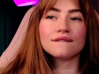 Close up with teen blonde sex doll rubbing her cunt