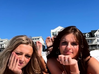 Lesbian college teens outdoors sucking pussy