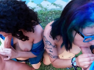 Busty amateur girlfriend group sex with facials