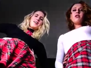 Blonde and brunette lesbian babes love