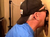 Gloryhole deepthroating auntie caught