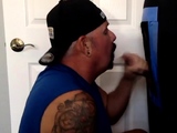 Gloryhole dicksucking DILF caught