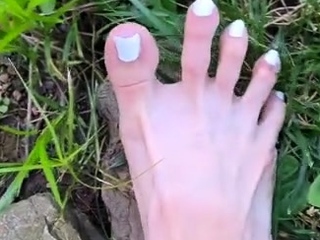 Foot fetish rimming for blonde outdoors